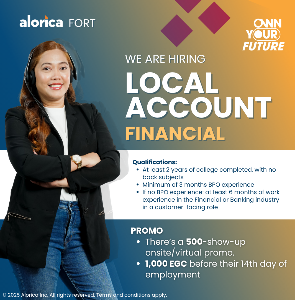 LOCAL ACCOUNT FINANCIAL - 1000 EGC PROMO - START ASAPHIRING - ALORICA BGC -  1000 EGC PROMO - START ASAP